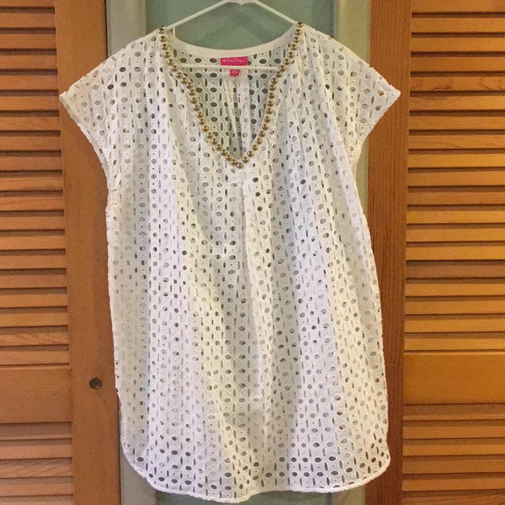 Eyelet beach coverup